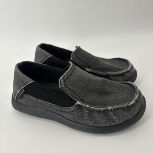 Crocs Gray‎ Santa Cruz Canvas Loafers Size C 12 Little Kid Black Gray Slip On